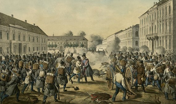 Hentzi tábornok megsebesülése a Szent György téren (Forrás: Magyar Nemzeti Múzeum Grafikai Gyűjtemény) buda-3ny (1).jpg