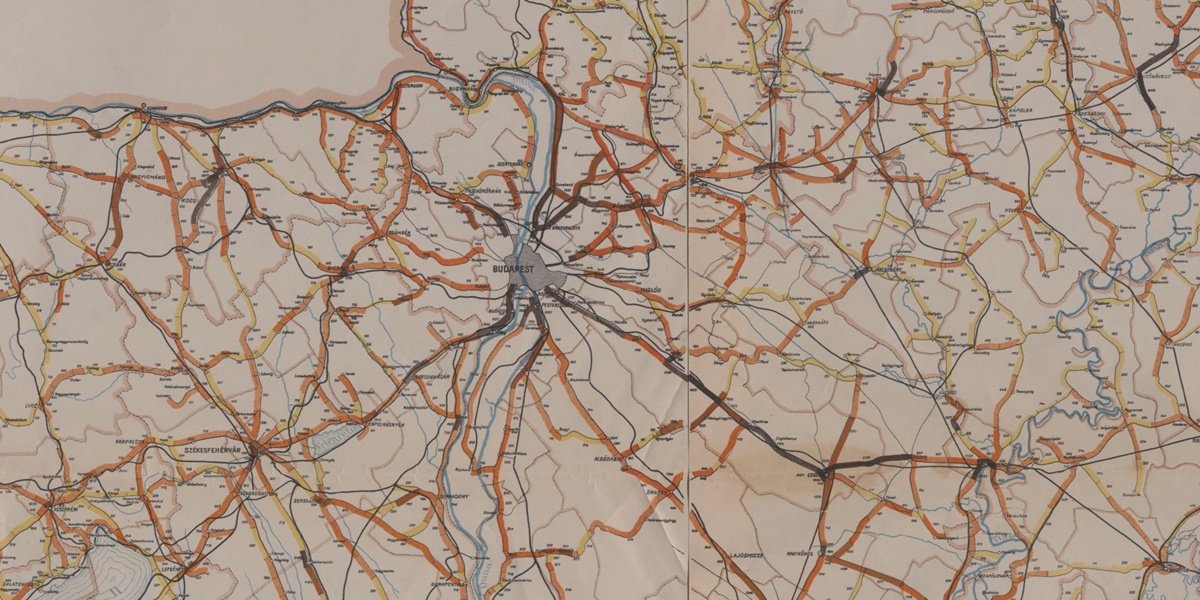 A forgalom nagysága, minél sötétebb a sín, annál nagyobb volt a forgalom (Forrás: Magyar Műszaki és Közlekedési Múzeum, LTSZ TKGY 2267) MMKM_TKGY_2267_V.jpg