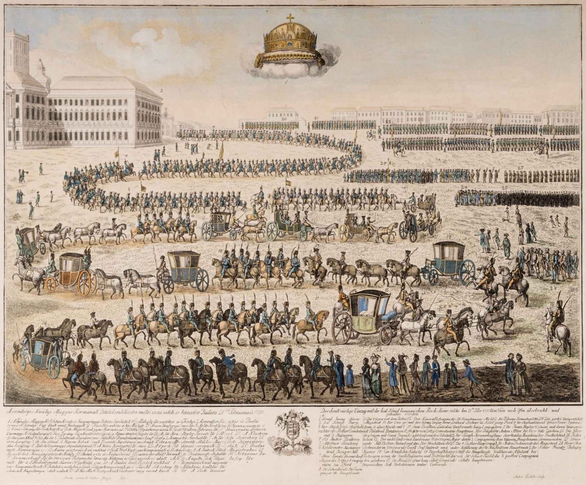 A Szent Korona Budára hozatala 1790. február 21-én (Forrás: Magyar Nemzeti Múzeum TK Grafikai Gyűjtemény, 59.1096 lt. sz.) TK_GR#59 (3)_1.jpg