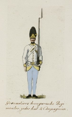 Magyar gránátos az 1810-es években (Forrás: Szendrei János: Magyar hadtörténelmi emlékek az ezredéves országos kiállításon. Budapest, 1896.) 10.-magyar-gyalogezred-granatos.jpg