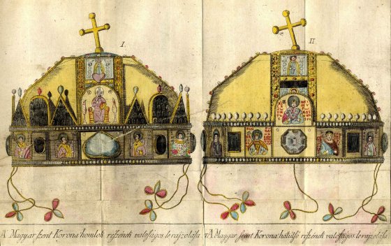 A magyar Szent Koronáról készült metszet Decsy Sámuel: A magyar szent koronának és az ahoz tartozó tárgyaknak historiája (Bécs, 1792) című könyvében decsy-korona_2.jpg