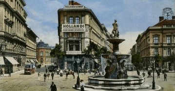 Korabeli képeslap a Kálvin térről, a háttérben látható a FSZEK saBftDK3mziTZEqQXOX2RoH4ITdaazDB (1).jpg