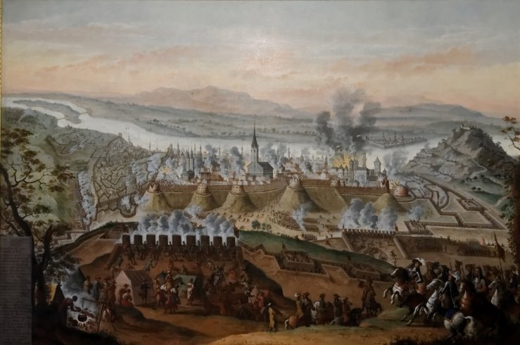 Buda ostroma 1686-ban, előtérben a Hegyvidék, kissvábhegy, vérmező, városmajor.. Frans Geffels korabeli festménye.jpg